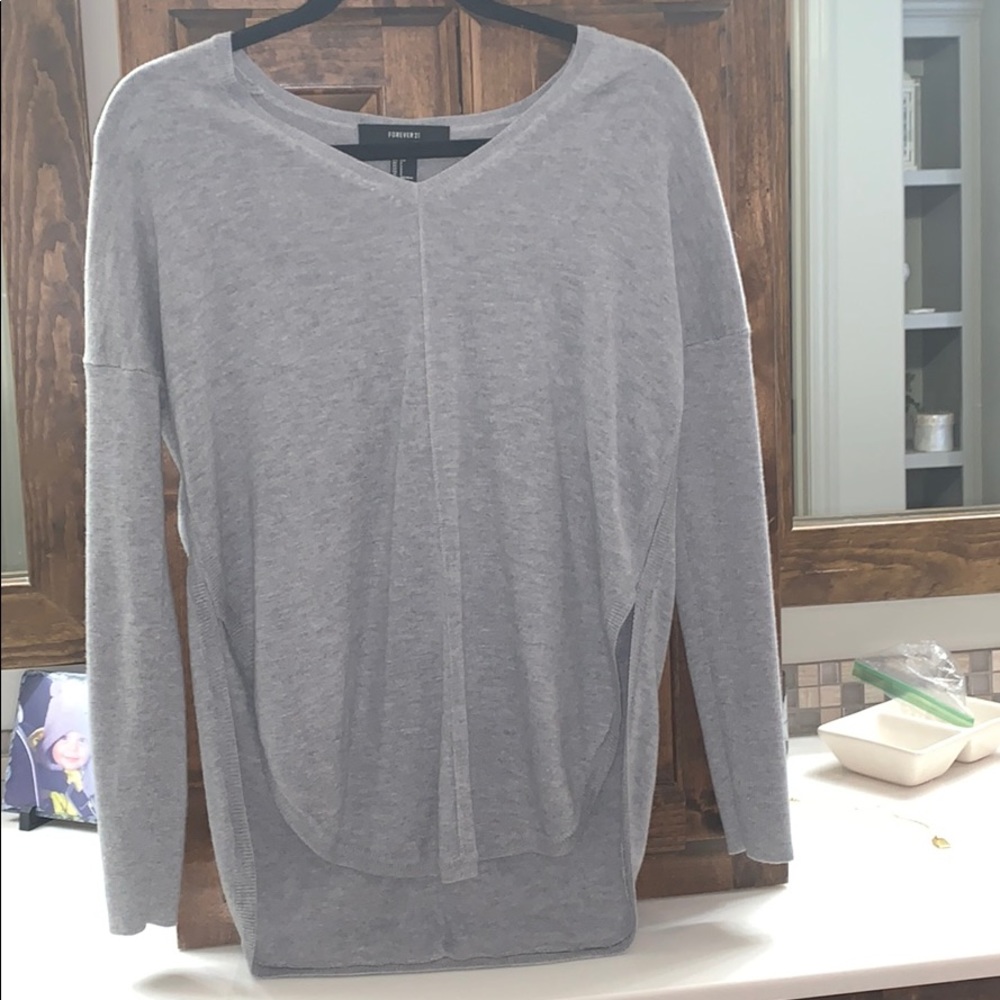 High low side slit sweater